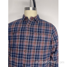 Camisa casual xadrez forrado branco